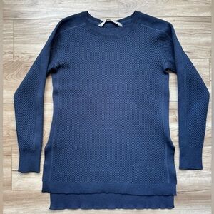 Athleta Merino wool blend thermal honeycomb pullover sweater Navy Blue Sz XXS
